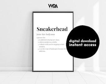 Sneaker-Poster Wandkunst - Sneaker-Kopf-Geschenke, Sneakerhead-Poster, Sneakerhead-Bürodekor, Sneaker-Kunst, Männerhöhlen-Idee, digitaler Download