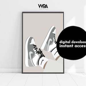 Air jordan grey sneaker poster wall art | Sneaker head gifts, Sneakerhead poster, Sneakerhead office decor, Sneaker art, digital download