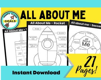 Alles over mij-werkbladen | Terug naar school ijsbrekers | Voetbal, raket, vlinder, bordspel