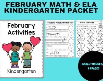 Februari Wiskunde- en ELA-werkbladen | Kleuterschool