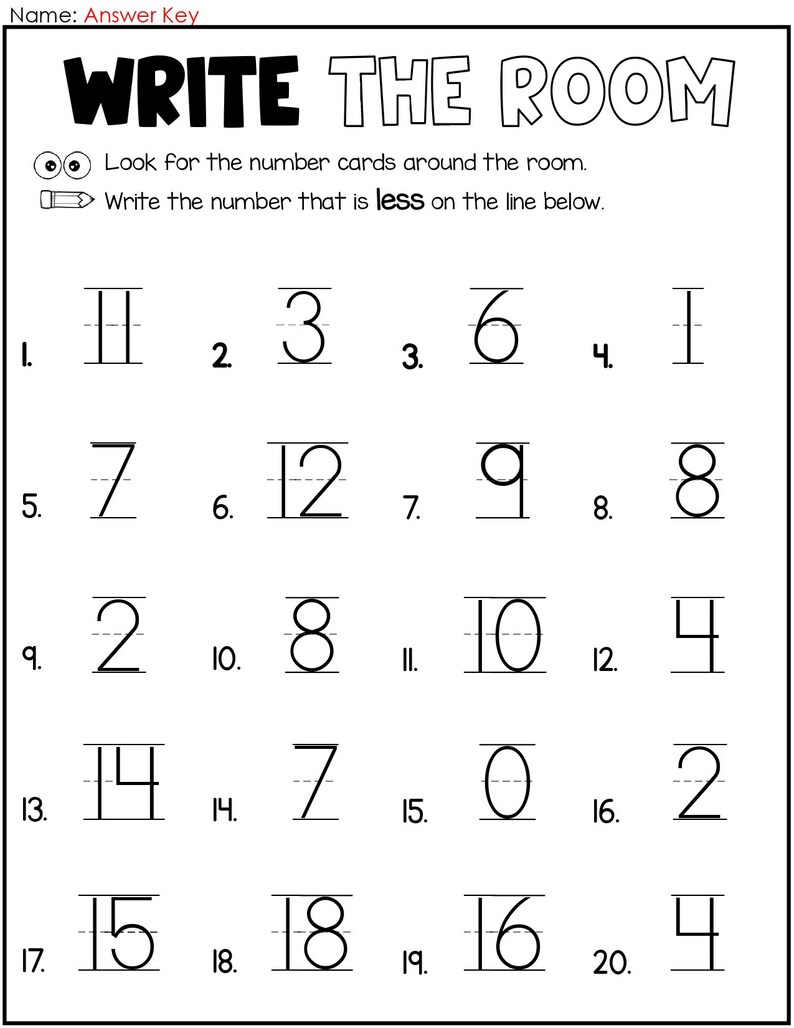 Write the Room Kindergarten Activity | Greater Than, Less Than - Etsy
