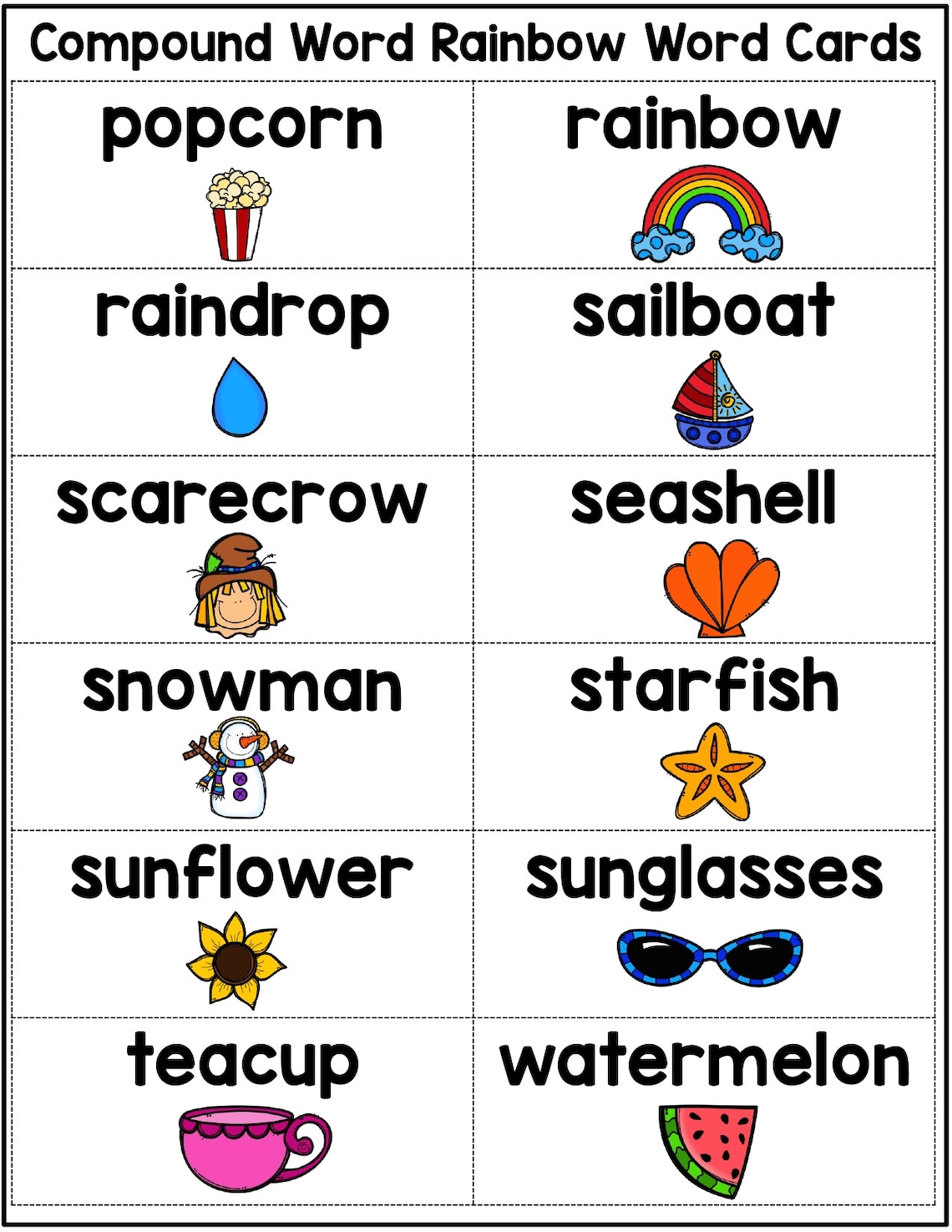 Compound Words Rainbow Craft - Etsy