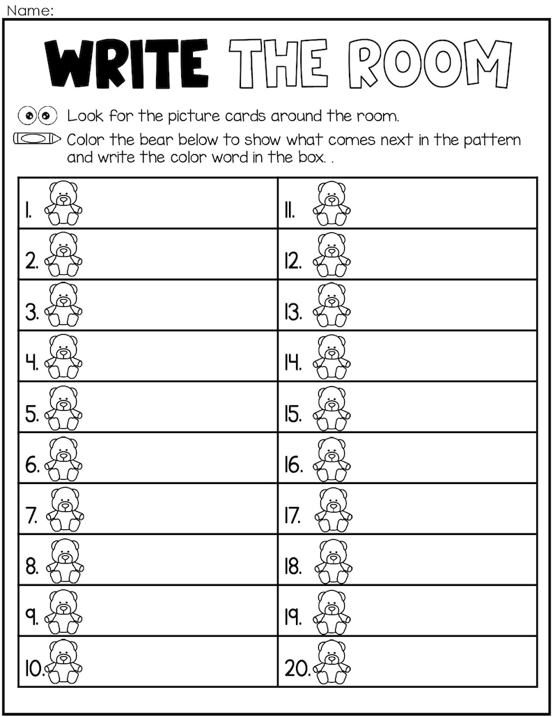 Write the Room Kindergarten Activity | Patterns - Etsy