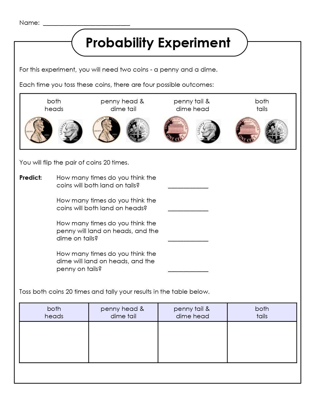 Printable Probability Worksheets: Math Activities (PDF Pattern) - Etsy