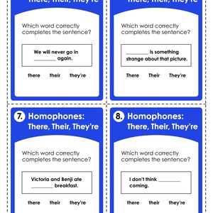 Printable Homophone Worksheets: Classroom Grammar (PDF) - Etsy