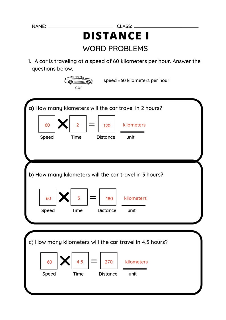 Speed, Distance, and Time Worksheets - Etsy