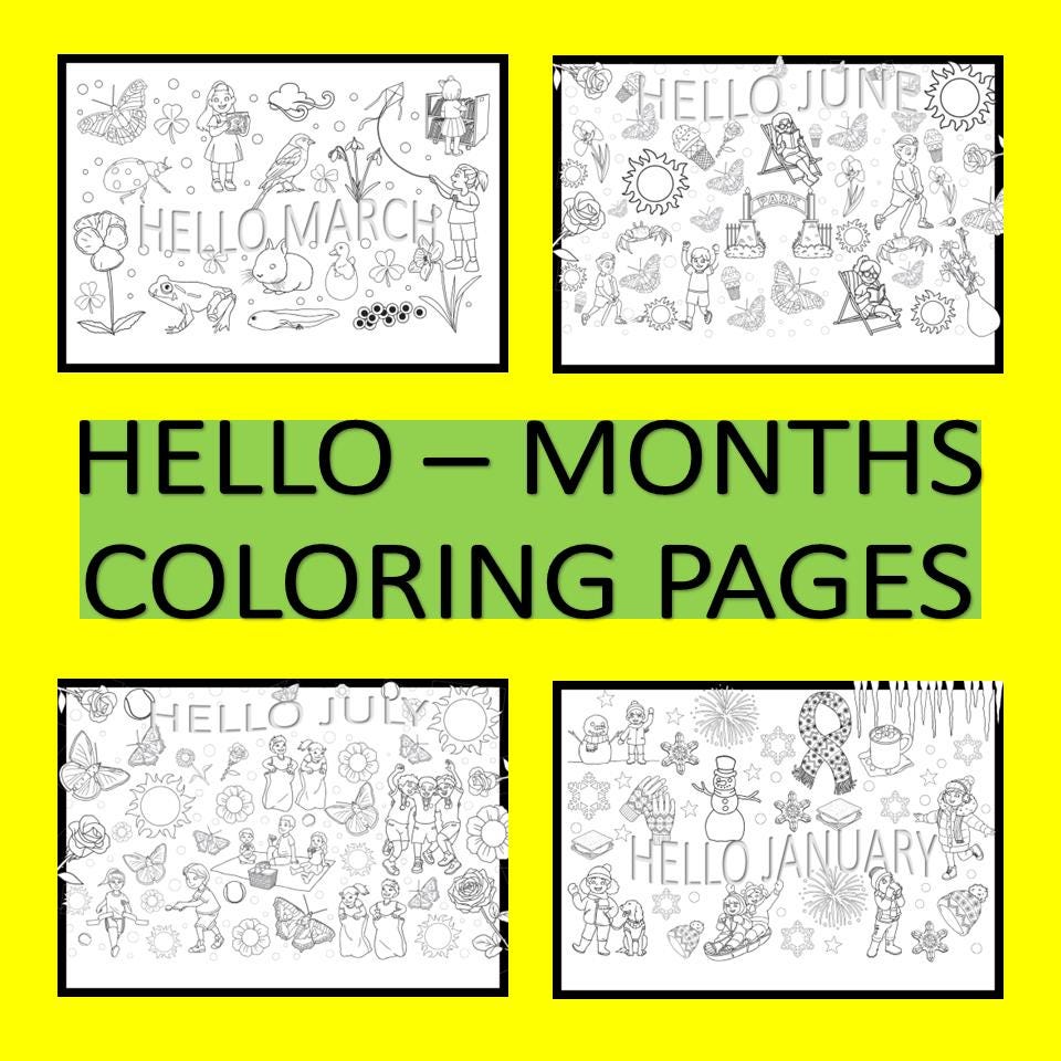 Hello Month 2 Hello Months Coloring Pages | January–december Coloring Sheets ...
