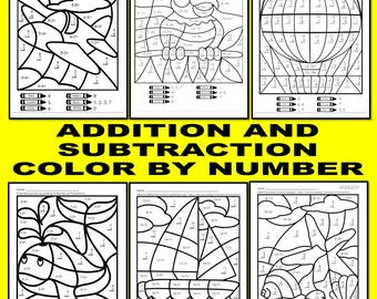 Suma y resta con color por código para primer y segundo grado