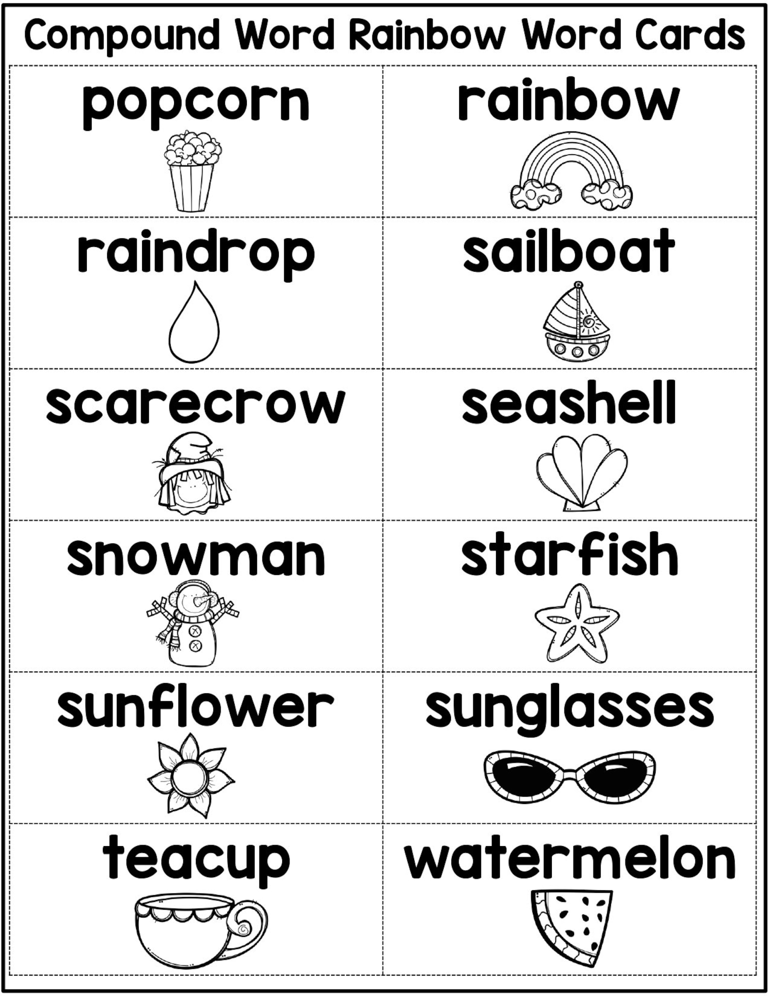 Compound Words Rainbow Craft - Etsy