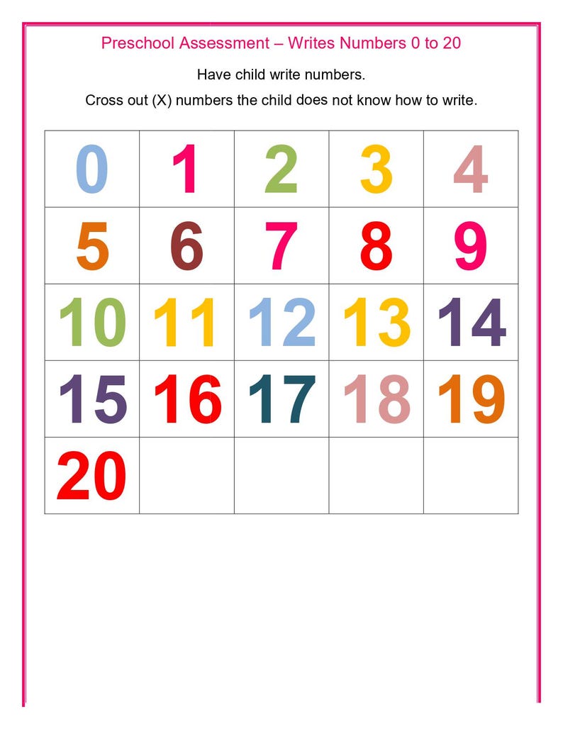 Preschool Assessment Printables - Etsy