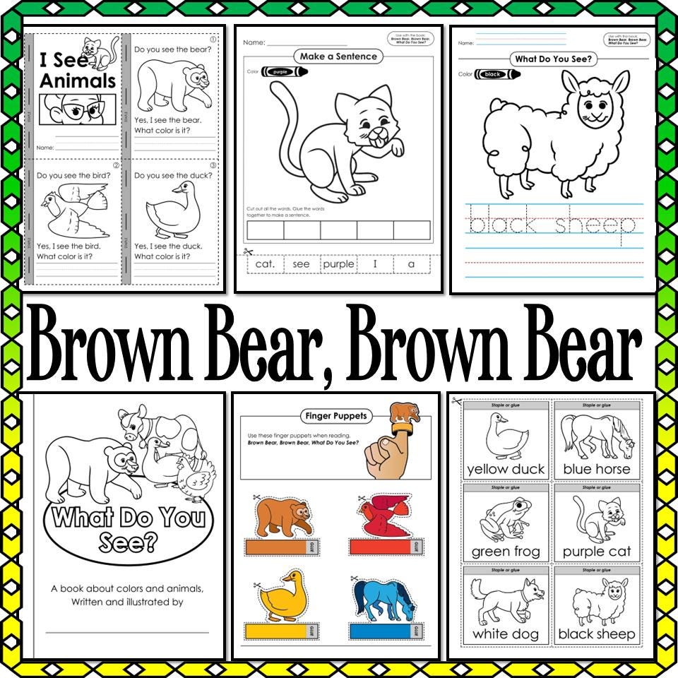 Brown Bear Printable Worksheets: Games & Activities (PDF) - Etsy
