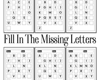 Werkbladen Ontbrekende letters | Pakket alfabetherkenning