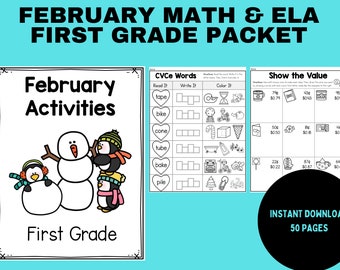 Februari Wiskunde- en ELA-werkbladen | 1e leerjaar: