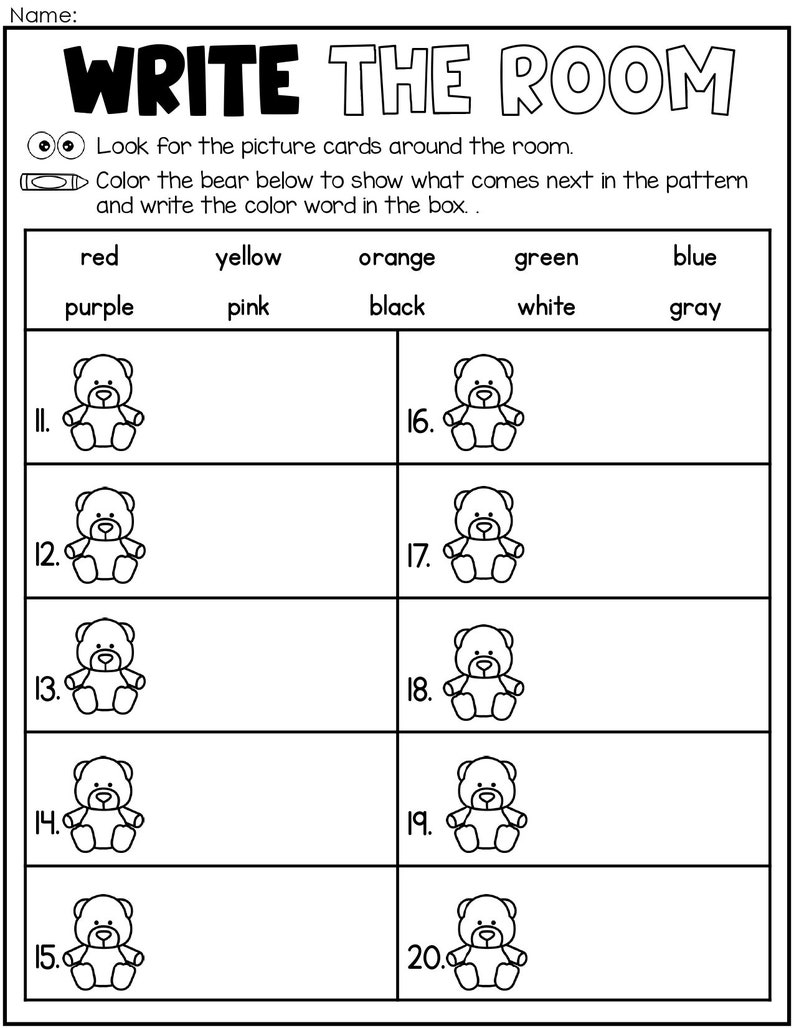 Write the Room Kindergarten Activity | Patterns - Etsy