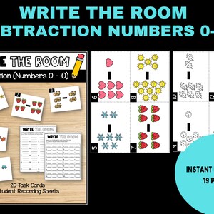 Write the Room Kindergarten Activity | Subtraction Numbers 0-10 - Etsy