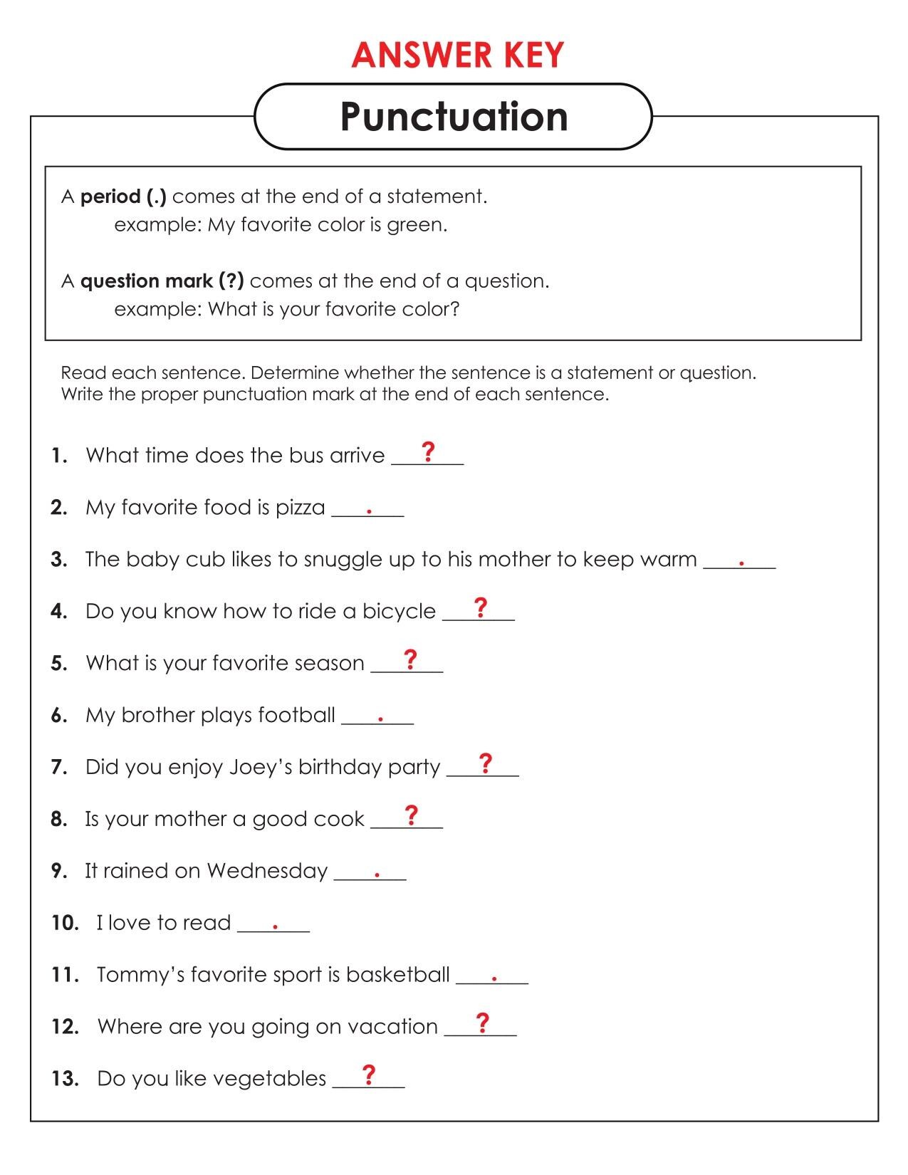 Punctuation Patterns Free Punctuation Worksheets (PDF Pattern) - Etsy