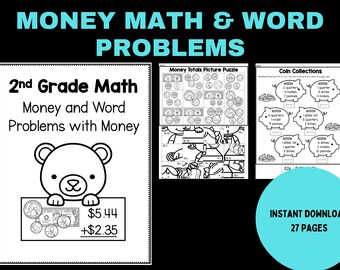 Matemáticas y problemas de palabras sobre dinero para estudiantes de segundo grado