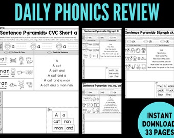 Daily Phonics Review – Sentence Pyramids