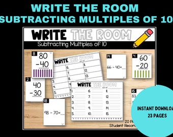 Schrijf in de kamer Activiteit eerste leerjaar | Veelvouden van 10 . aftrekken