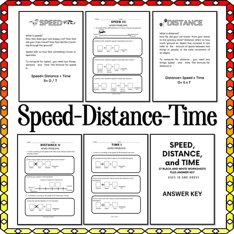 Speed, Distance, and Time Worksheets - Etsy
