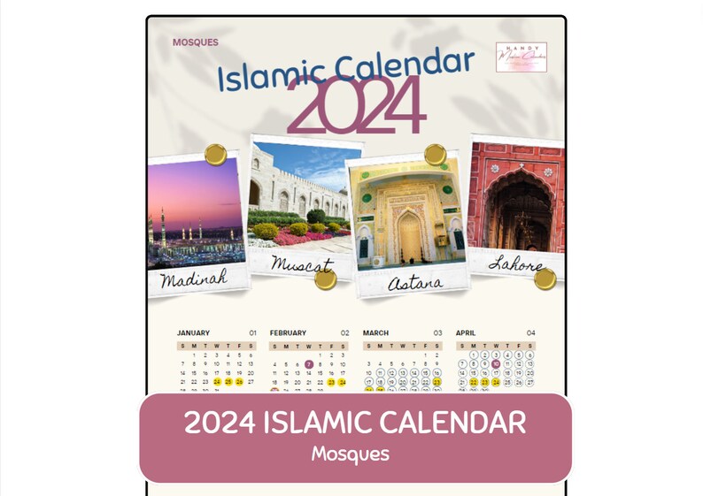 2024 Islamic Yearly Wall Calendar, Mosques Calendar 2024 Muslim Yearly