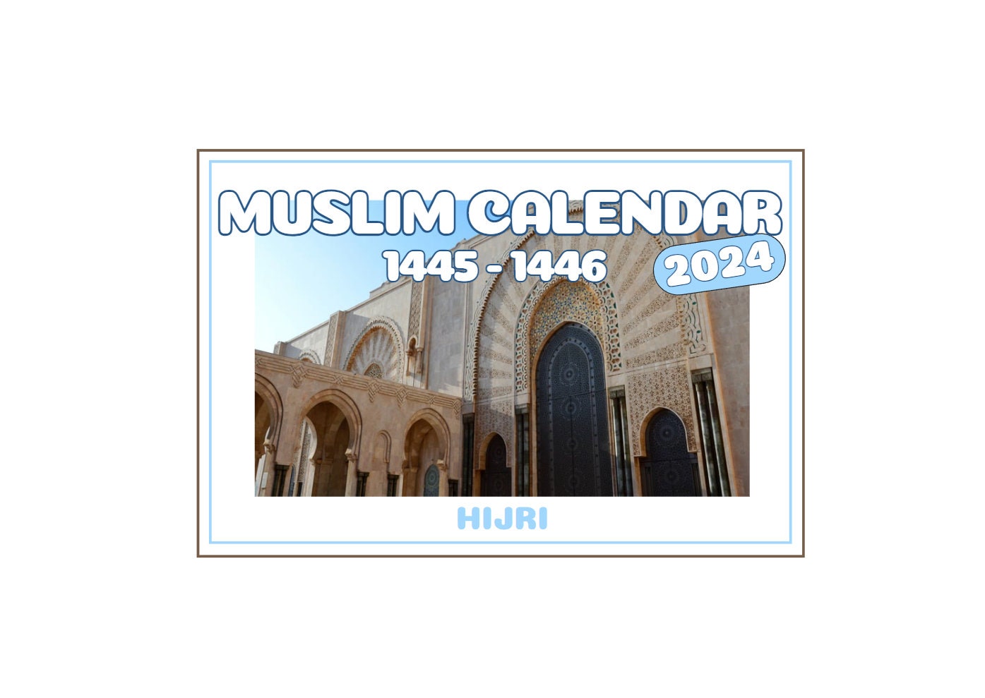 Calendrier musulman heures des prières 2024 (1445-1446 de l'Hégire