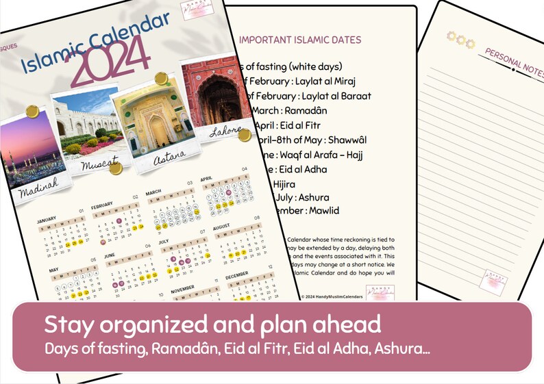 2024 Islamic Yearly Wall Calendar, Mosques Calendar 2024 Muslim Yearly