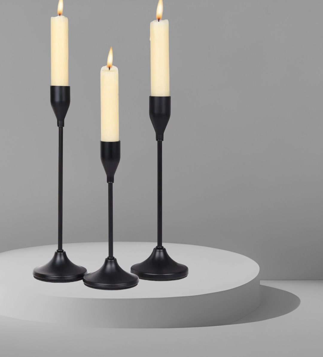 Set of 3 Matte Black Taper Candle Holders Candlestick Holder Etsy