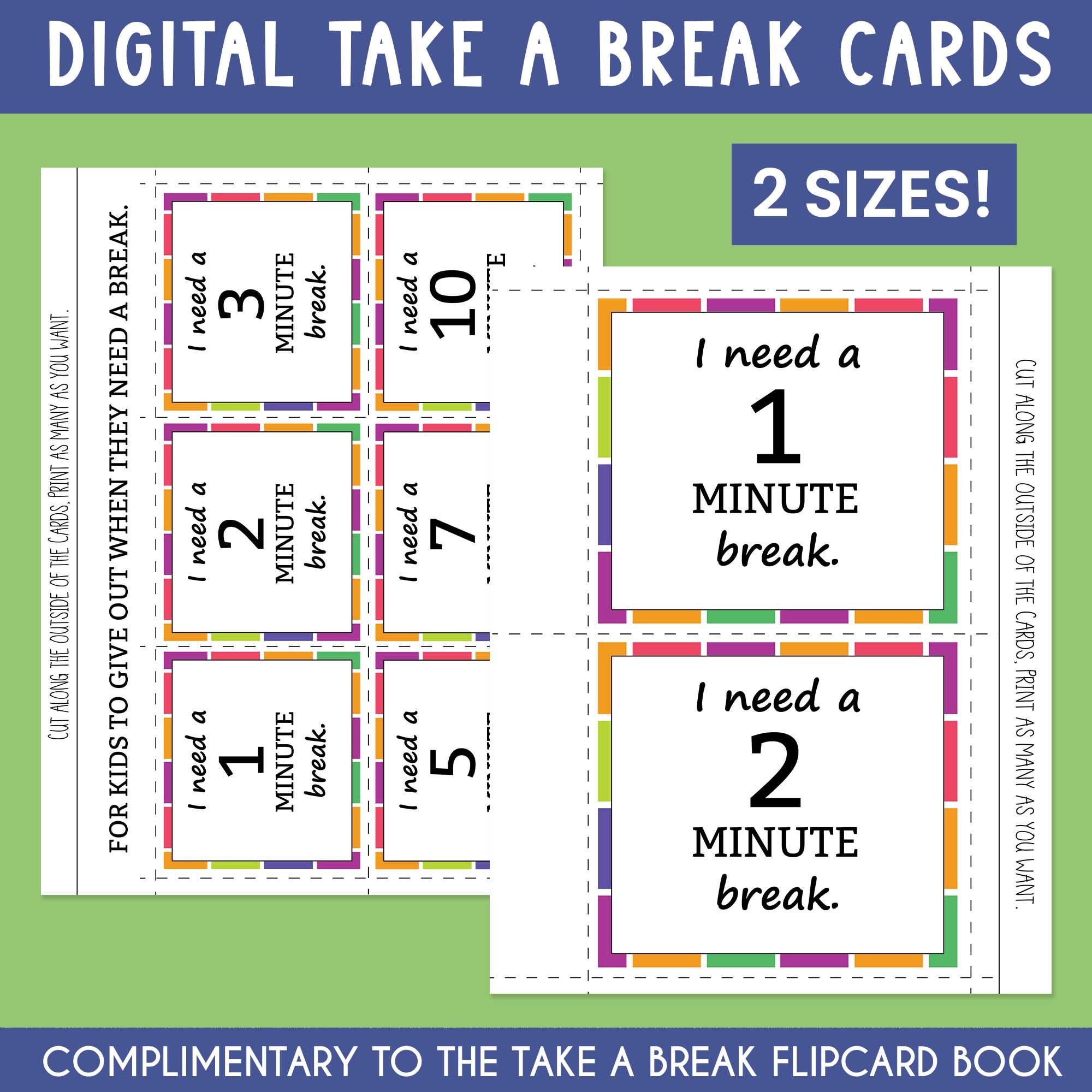 Need a Break Visual Support Printable Kid Flashcard Autism AAC Card ...