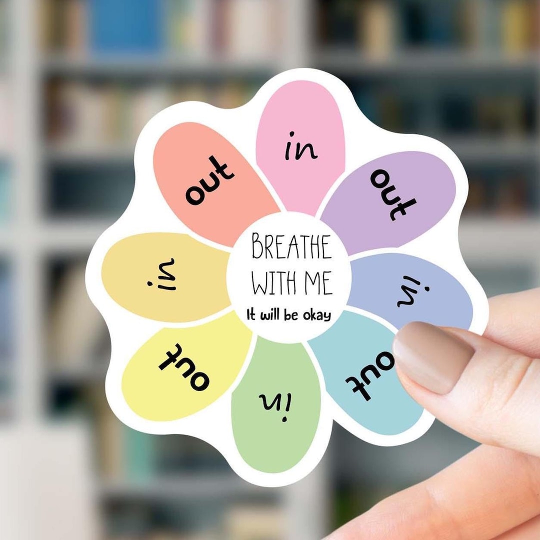 Mindfullness Sticker Mindfulness Breathing Sticker Vinyl Die Cut Flower Calming Tool Anxiety ...