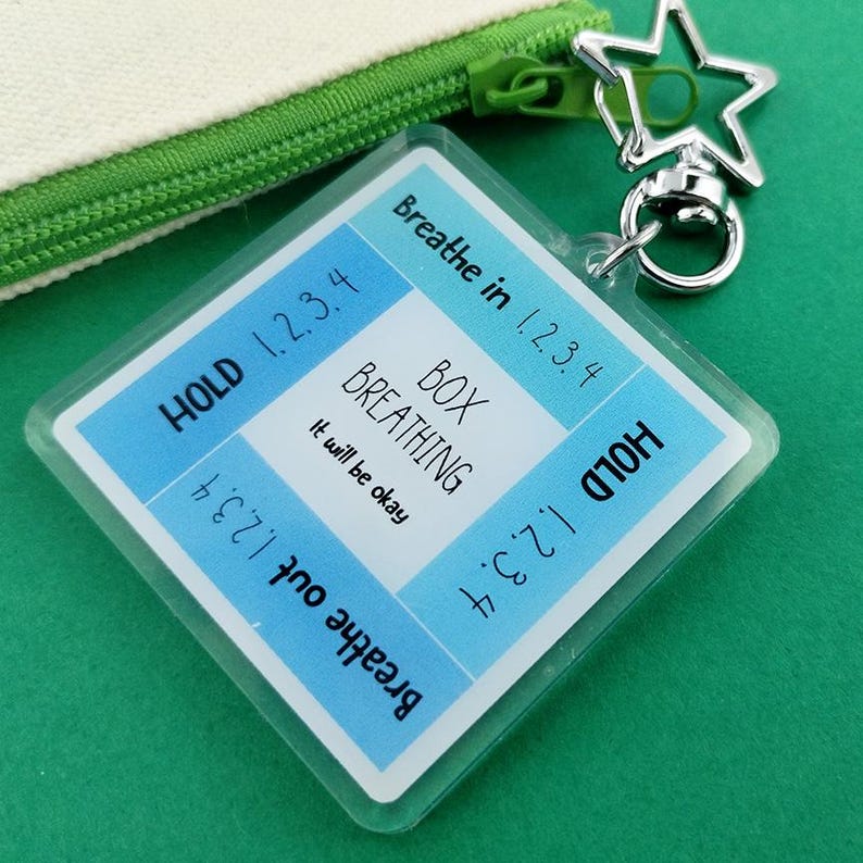 Calm Down Box Breathing Keychain Anxiety Management Tool for Student Self Regulation Tool for Anxious Kid Therapist Office Calming Accessory Buy 5: Save 15%