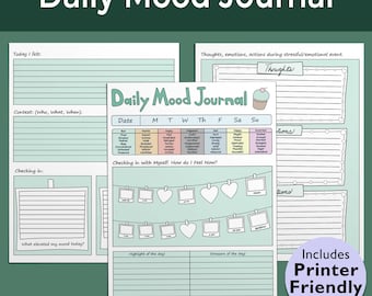 Ptsd Mood Journal Trauma Healing Workbook Printable Therapy Journal Emotion Tracking Anxiety Recovery Mental Health Daily Cptsd Workbook