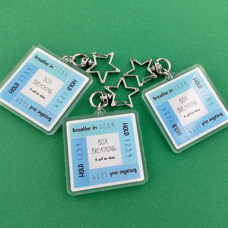 Calm Down Box Breathing Keychain Anxiety Management Tool for Student Self Regulation Tool for Anxious Kid Therapist Office Calming Accessory Buy 3: Save 10%