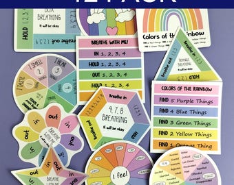 Adhd Breathing Sticker Anxiety Management Child Therapy Tool Mindfulness Vinyl Decal Classroom Calming Visual Aid Kid Focus Helper Sensory