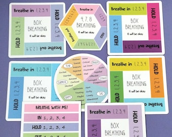 Box Breathing Magnet for Anxiety Relief Tool for Stress Management Aid for Adhd Visual Reminder Fridge Decoration Therapy Resource School