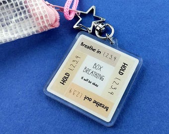 Kid Anxiety Gift Keychain for ADHD Stress Relief Breathing Keychain Anxiety Tool for Teen BPD Therapy Gift Bag Idea Box Breathing Tool Child