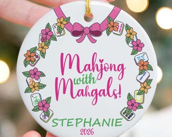 Personalized Mahjong Christmas Keepsake Mahjong Gift for Friend Holiday Present Mahjong and Mah Girl Ornament Custom Tree Hanging Ornament