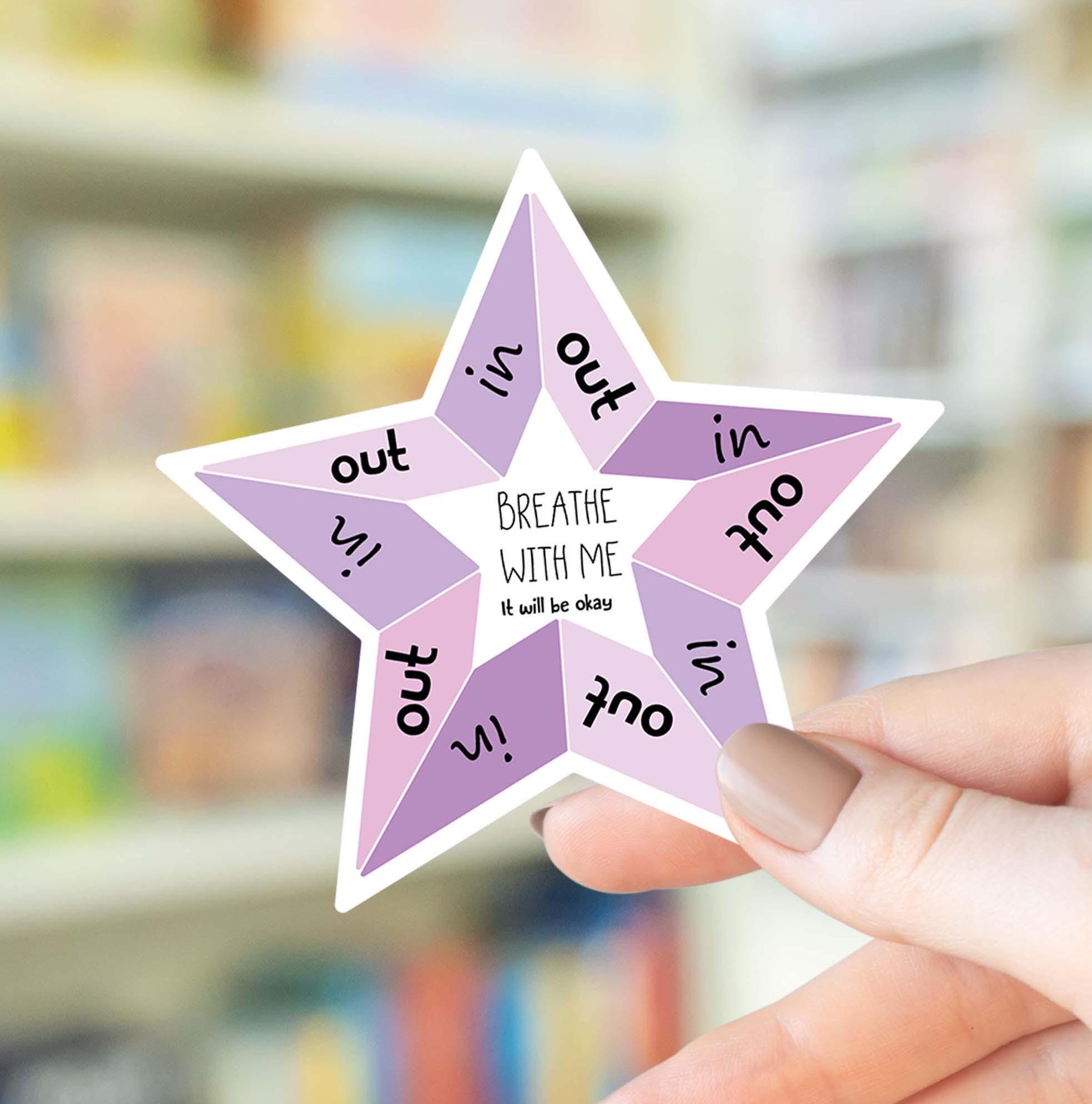 Star Sticker for Grounding Strategies Anxiety Decal Grounding Technique Purple Sticker OCD Kid Mindfulness Decal Breathing Exercise for Kid