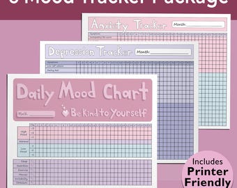 Bipolar Emotion Tracker Printable Therapy Journal Workbook for Client Monthly Journal ADHD Therapy Workbook Anxiety Tracker Year in Pixel