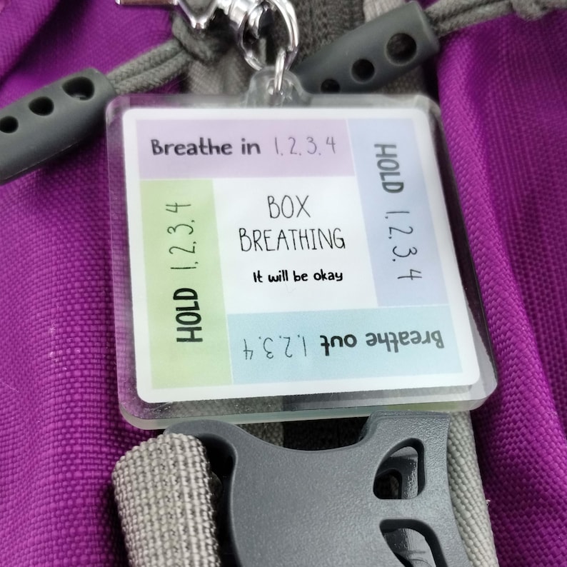 Box Breathing Keychain Bulk Anxiety Relief Stress Management Tool Portable Mindfulness Practice Meditation Technique Calming Breath Reminder image 7