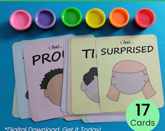 Printable Feeling Play Dough Mat Montessori Play Dough Emotion Activity Kindergarten Calm Corner Quiet Activity for Kid Face Mat Prek Game