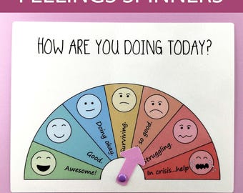 Mood Meter for Sick Child Activity Emotion Spinner Get Well Gift for Kid Mood Thermometer for Classroom Calm Center Game Mood Level Chart