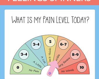 Sick Kid Pain Level Chart Feeling Check-In Activity Get Well Soon Gift for Child Mood Thermometer Feeling Spinner Emotional Regulation Tool