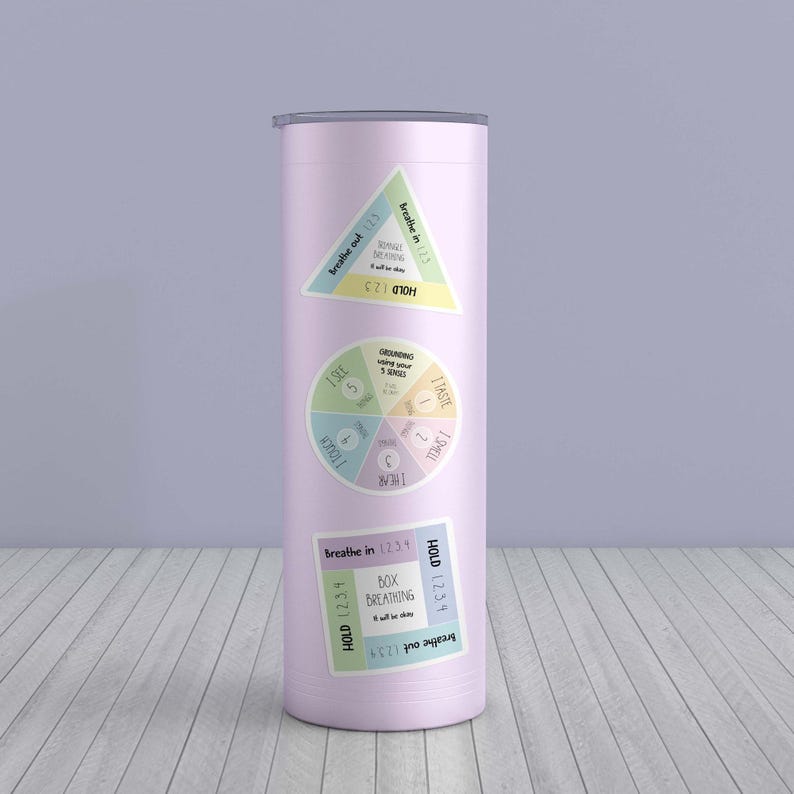 Mindfulness Practice Tool ADHD Breathing Sticker Child Therapy Aid Anxiety Management Resource Visual Learning Support Focus Helper Guide Emotional Regulation Decal Classroom Resource Visual Reminder Calming Strategy Material Student