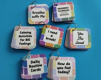 Anxiety Trigger Card Child Affirmation for Kid BPD Coping Card Grounding CBT Therapy Card Feeling Toolkit Coping Strategy Visual for Autism