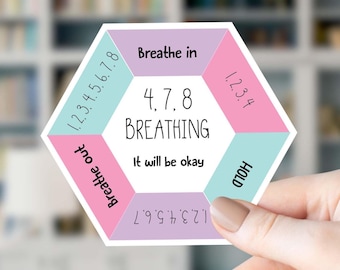 Therapist Tool 4 7 8 Breathing Technique Sticker Therapy Client with Cptsd Anxiety Relief Grounding Exercise Emotion Regulation Mindfulness