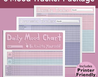 Mood Tracker Journal BPD Monthly Mood Journal Bipolar Mental Health Journal Bundle for Women Printable Emotion Tracker ADHD Therapy Workbook