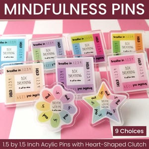 Box Breathing Pin Anxiety Tool Therapy Accessory Mental Health Support Reminder Breathing Technique Stress Relief Coping Strategy Calm