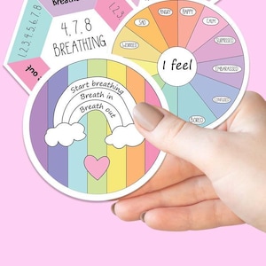 Pegatina de respiración para TDAH, herramienta de terapia infantil para el manejo de la ansiedad, calcomanía de vinilo para la atención plena, ayuda visual relajante para el aula, ayuda para la concentración de los niños, ayuda sensorial. imagen 12