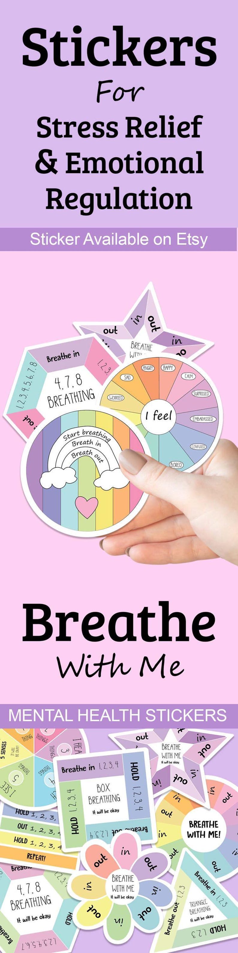 Pegatina de respiración para TDAH, herramienta de terapia infantil para el manejo de la ansiedad, calcomanía de vinilo para la atención plena, ayuda visual relajante para el aula, ayuda para la concentración de los niños, ayuda sensorial. imagen 12